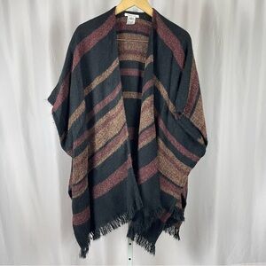 American Eagle One Size Knit Poncho Sweater Tassel Fringe Boho Beachy